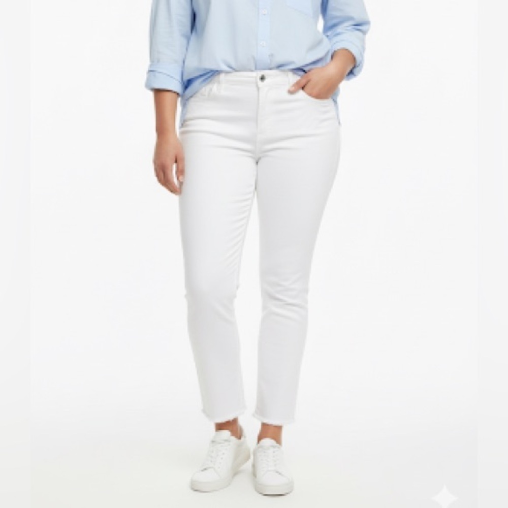 NWT Joes Jeans Mid Rise Skinny Ankle Jeans White Raw Hem Stretch Sz 34